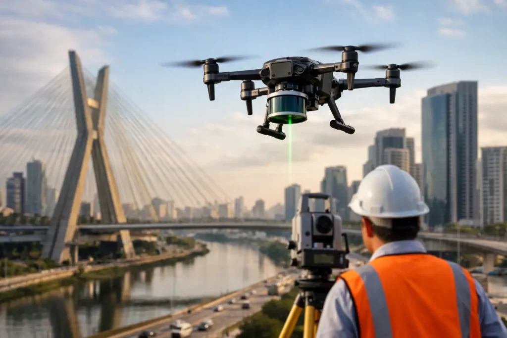Drone com LiDAR em São Paulo para engenharia