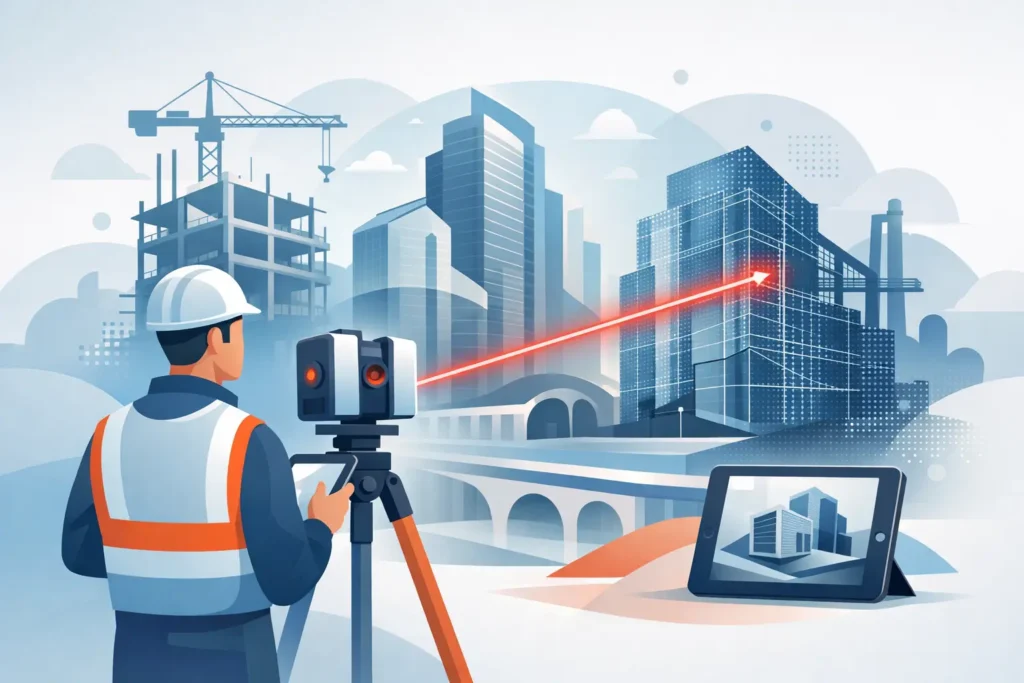 Escaneamento a laser 3D para obras complexas